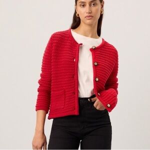 Gorgeous CeCe Red Textured Cardigan Sweater ($119 retail) just need buttons!
